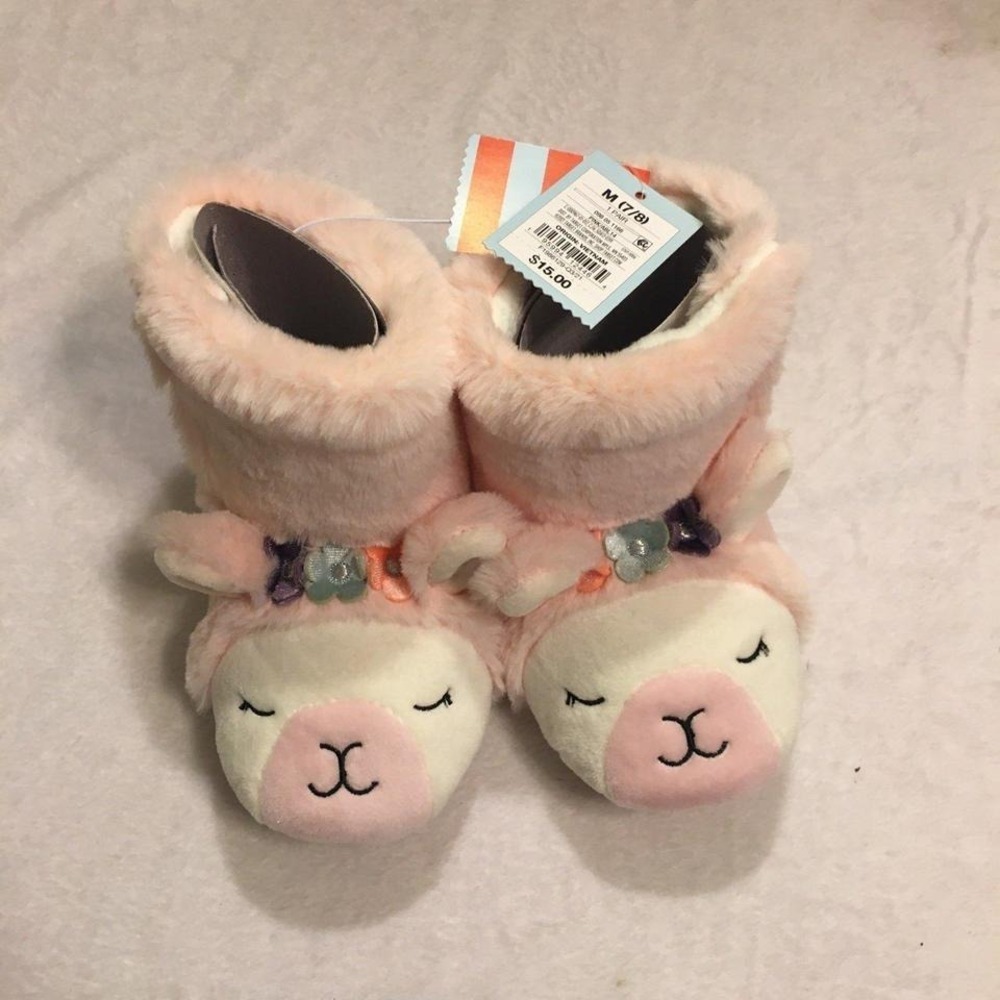 Cat & Jack New girls unicorn Slippers M 7/8 Lama Boho